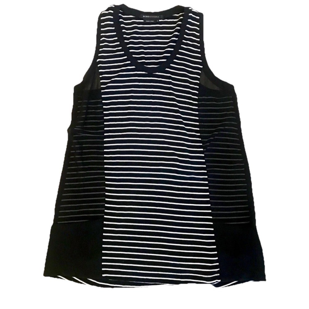 BCBG maxazria tank with sheer side panels XS black